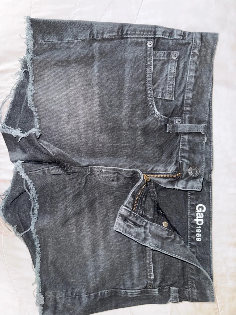 GAP Women's Faded Black Distressed Denim Shorts